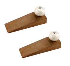 2 Pieces Cream Crackle Ceramic Wooden Door Stopper